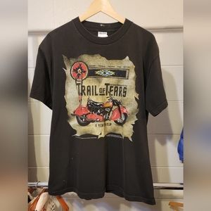 Size L-Vintage 1999 90s Trail of Tears Indian Motorcycle Ride Shirt